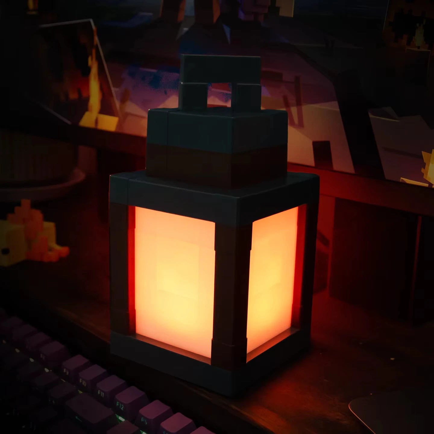 Colorful Pixel Style Night Light - Portable Lantern for DIY Interior Decor and Festive Ambiance
