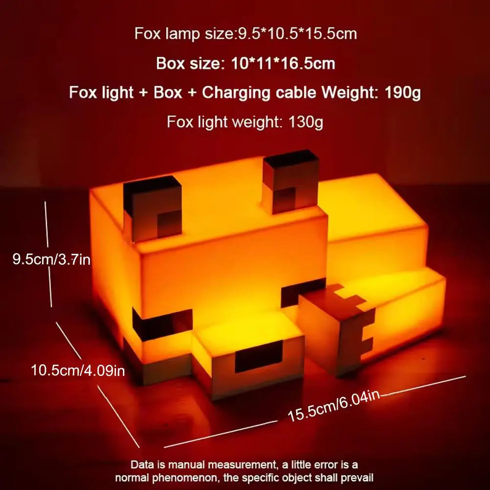 MC Game Cute Fox Night Light - Soft Orange Glow Desk Lamp for Playrooms and Children's Rooms