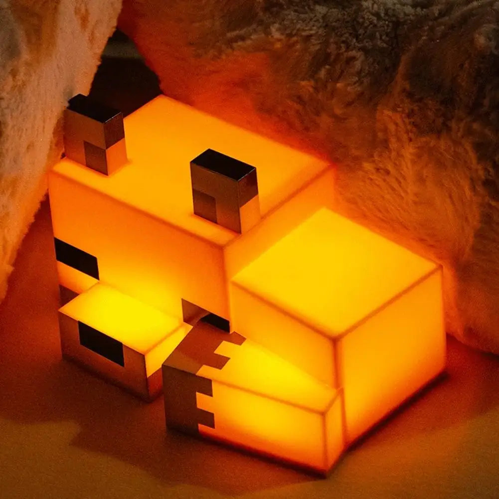 MC Game Cute Fox Night Light - Soft Orange Glow Desk Lamp for Playrooms and Children's Rooms
