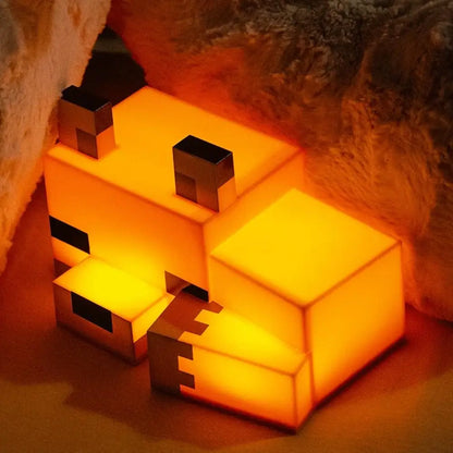 MC Game Cute Fox Night Light - Soft Orange Glow Desk Lamp for Playrooms and Children's Rooms