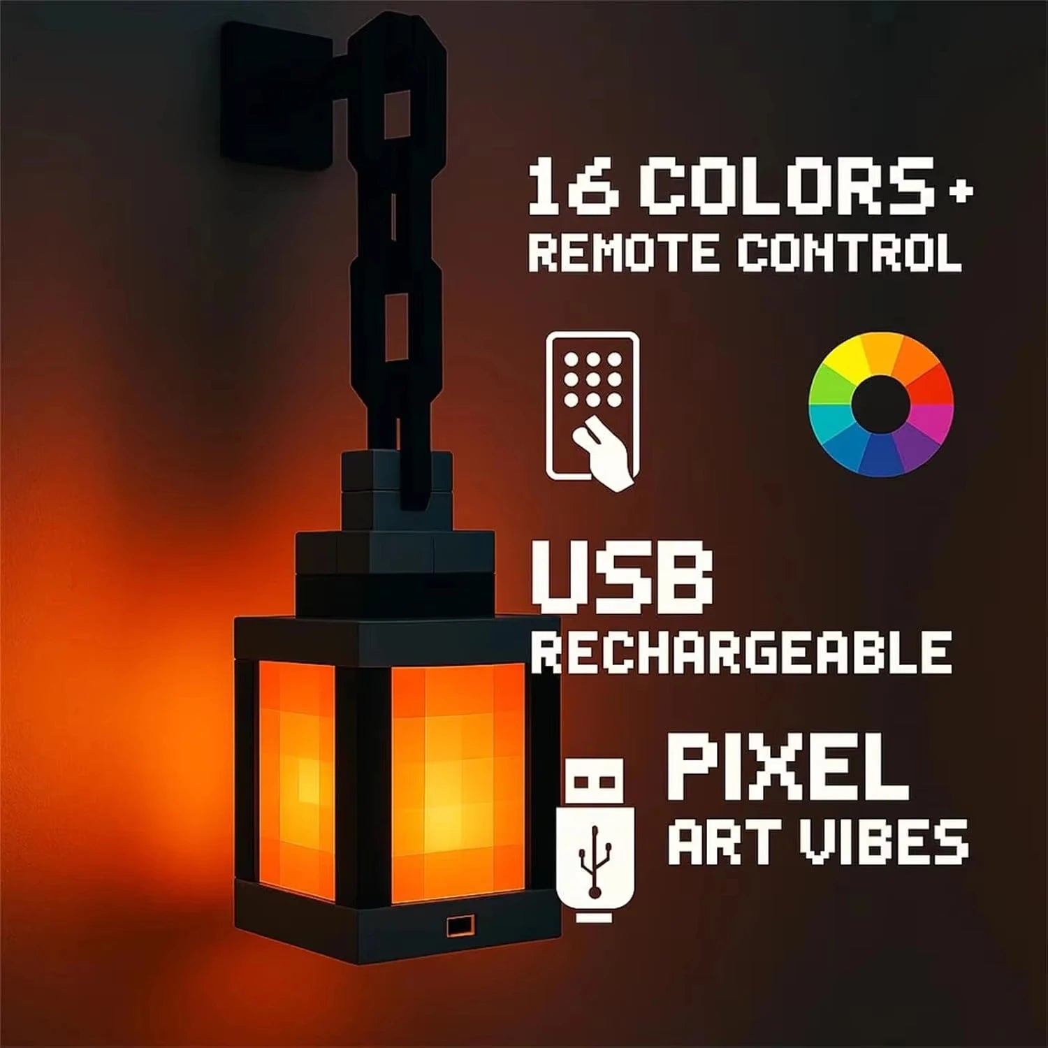 Colorful Pixel Style Night Light - Portable Lantern for DIY Interior Decor and Festive Ambiance